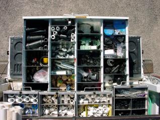 Equipment on an Antelope CA irrigation contractor's truck